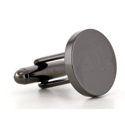 Personalised Engraved Round Gunmetal Cufflinks