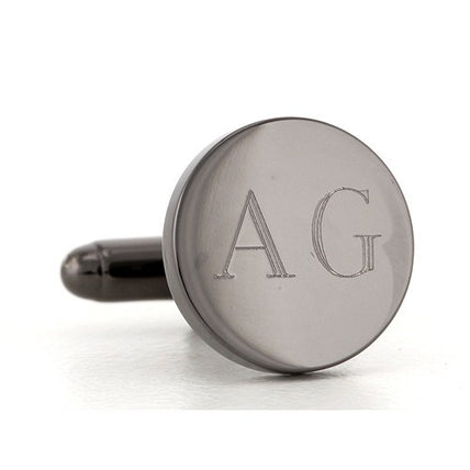 Personalised Engraved Round Gunmetal Cufflinks