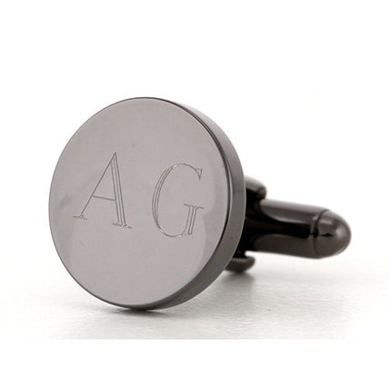 Personalised Engraved Round Gunmetal Cufflinks