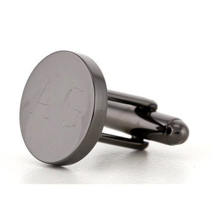 Personalised Engraved Round Gunmetal Cufflinks