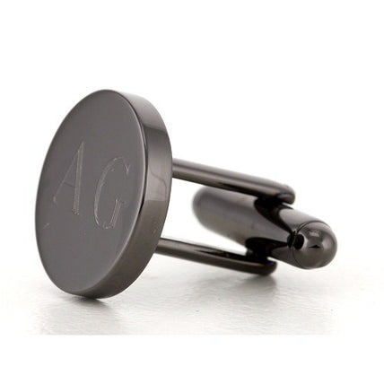 Personalised Engraved Round Gunmetal Cufflinks