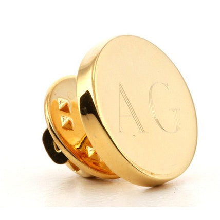 Personalised Engraved Round Gold lapel Pins