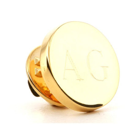 Personalised Engraved Round Gold lapel Pins