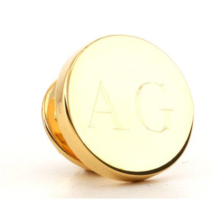 Personalised Engraved Round Gold lapel Pins