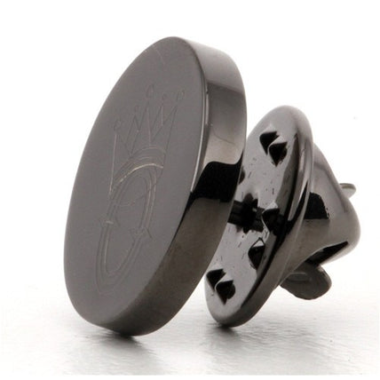 Logo Crest Engraved Round Gunmetal lapel Pins