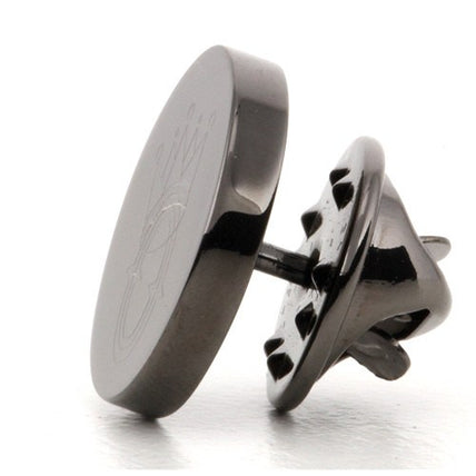 Logo Crest Engraved Round Gunmetal lapel Pins