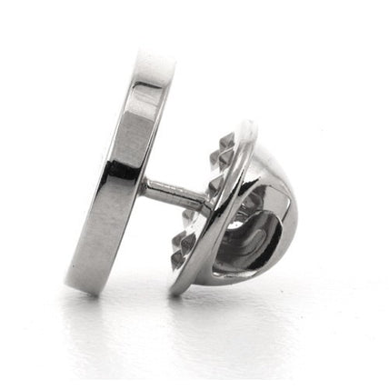 Logo Crest Engraved Round Silver lapel Pins