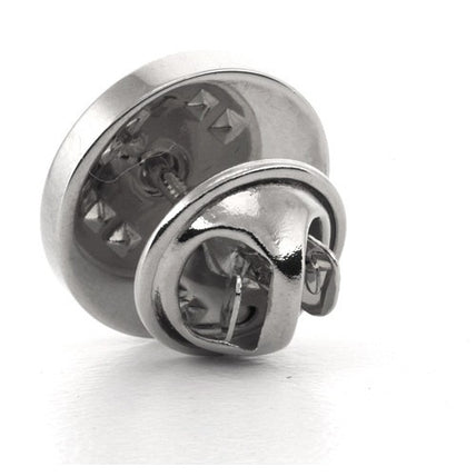 Logo Crest Engraved Round Silver lapel Pins