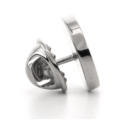 Logo Crest Engraved Round Silver lapel Pins