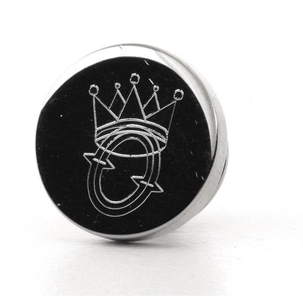 Logo Crest Engraved Round Silver lapel Pins