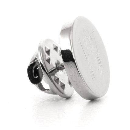 Logo Crest Engraved Round Silver lapel Pins