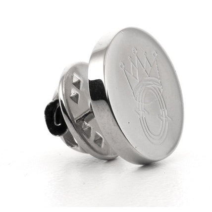 Logo Crest Engraved Round Silver lapel Pins