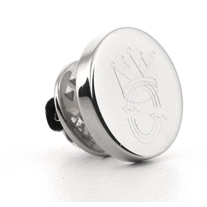 Logo Crest Engraved Round Silver lapel Pins