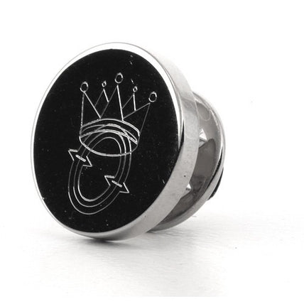 Logo Crest Engraved Round Silver lapel Pins