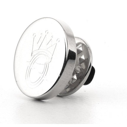 Logo Crest Engraved Round Silver lapel Pins