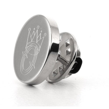Logo Crest Engraved Round Silver lapel Pins