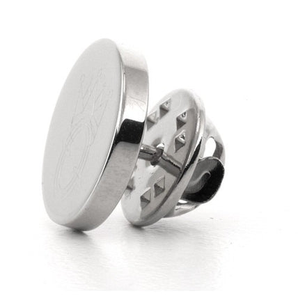 Logo Crest Engraved Round Silver lapel Pins