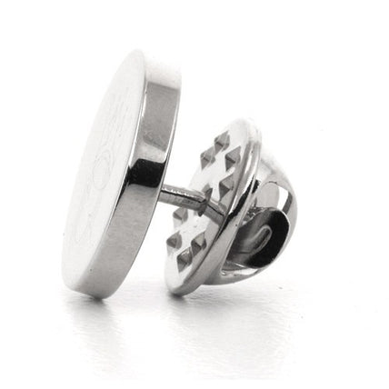 Logo Crest Engraved Round Silver lapel Pins