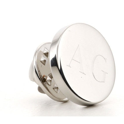 Personalised Engraved Round silver lapel Pins