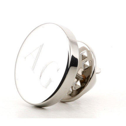 Personalised Engraved Round silver lapel Pins