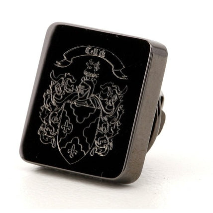 Gun Metal Family Crest Lapel Pin