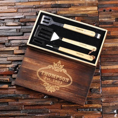 4pc Personalised Grill Tool Set Barbecue BBQ Customized Family Grill Holiday Gift Set Monogrammed