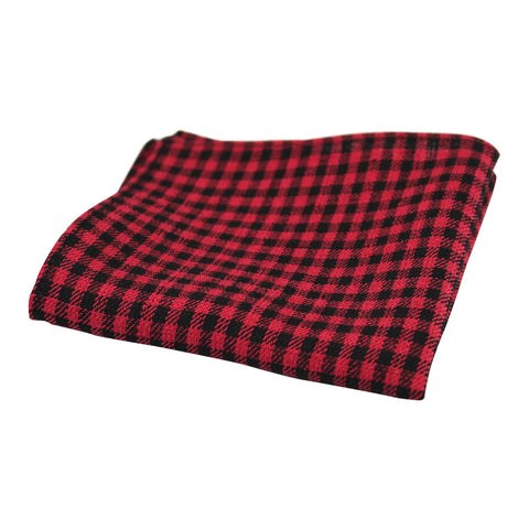 Cherry and Black Gingham Pocket Square