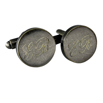 Personalised Engraved Antique Gold Round Cufflinks
