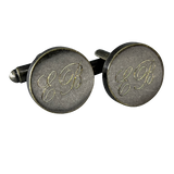Personalised Engraved Antique Gold Round Cufflinks