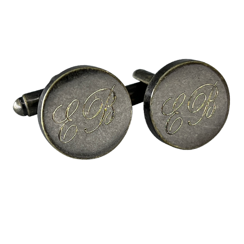 Personalised Engraved Antique Gold Round Cufflinks