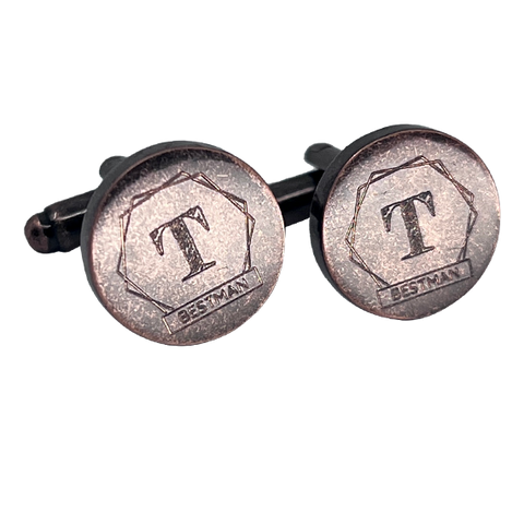 Personalised Engraved Antique Rosegold Round Cufflinks