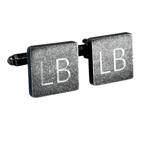 Personalised Engraved Antique Silver Square Cufflinks