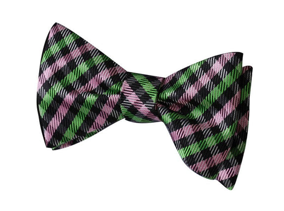 Tie Your Own Bow Tie - Green and Pink Gingham