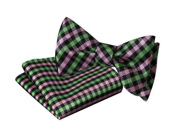 Tie Your Own Bow Tie - Green and Pink Gingham