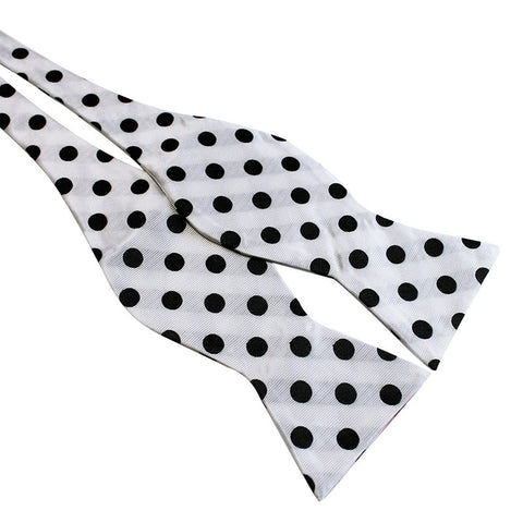 Tie Your Own Bow Tie - White and Black Polka Dot