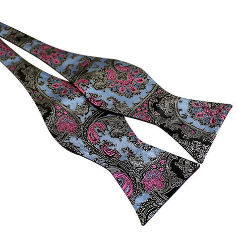 Tie Your Own Bow Tie - Blue and Pink Paisley