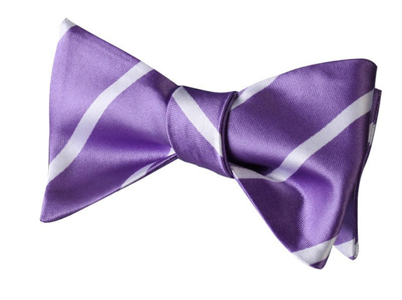 Tie Your Own Bow Tie - Violet and White Striped