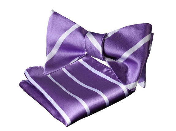 Tie Your Own Bow Tie - Violet and White Striped