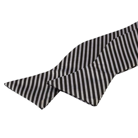 Tie Your Own Bow Tie - Silver and Black Striped