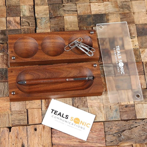 Customized Black Walnut Desk Organizer Corporate Gift Ideas