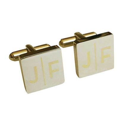 Personalised Gold Engraved Split Letter Square Cufflinks