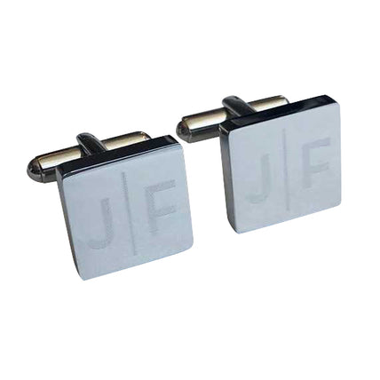 Personalised Engraved Split Letter Square Gold Cufflinks