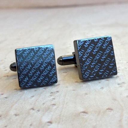 Personalised Engraved Square Gunmetal Cufflinks