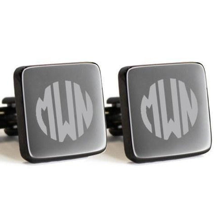 Personalised Engraved Square Gunmetal Cufflinks