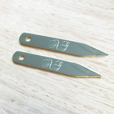 4x Personalised Initial Gold Collar Stays
