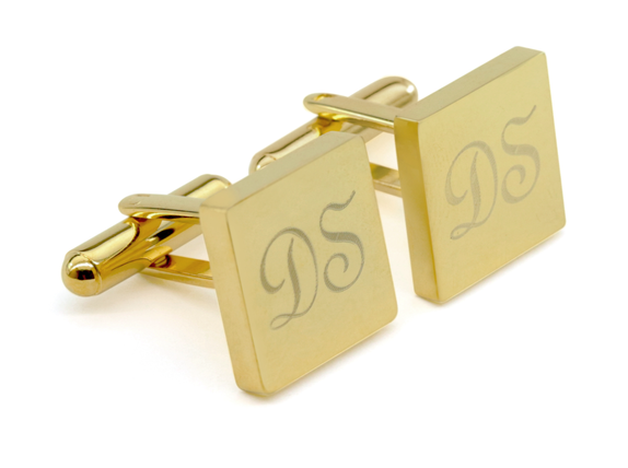Personalised Engraved Square Gold Cufflinks