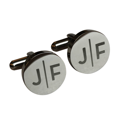 Personalised Gold Engraved Split Letter Round Cufflinks
