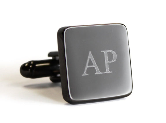 Personalised Engraved Square Gunmetal Cufflinks