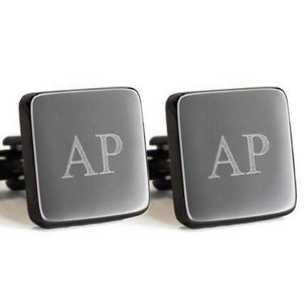 Personalised Engraved Square Gunmetal Cufflinks