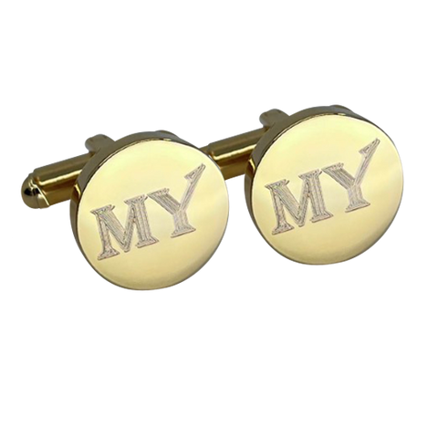 Personalised Gold Engraved Round Cufflinks